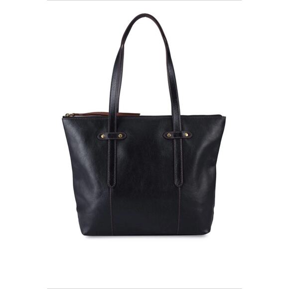 Fossil Felicity Black Leather Tote SHB1981001 Shoulder Bag Brass NWT $198 FS - Picture 11 of 12
